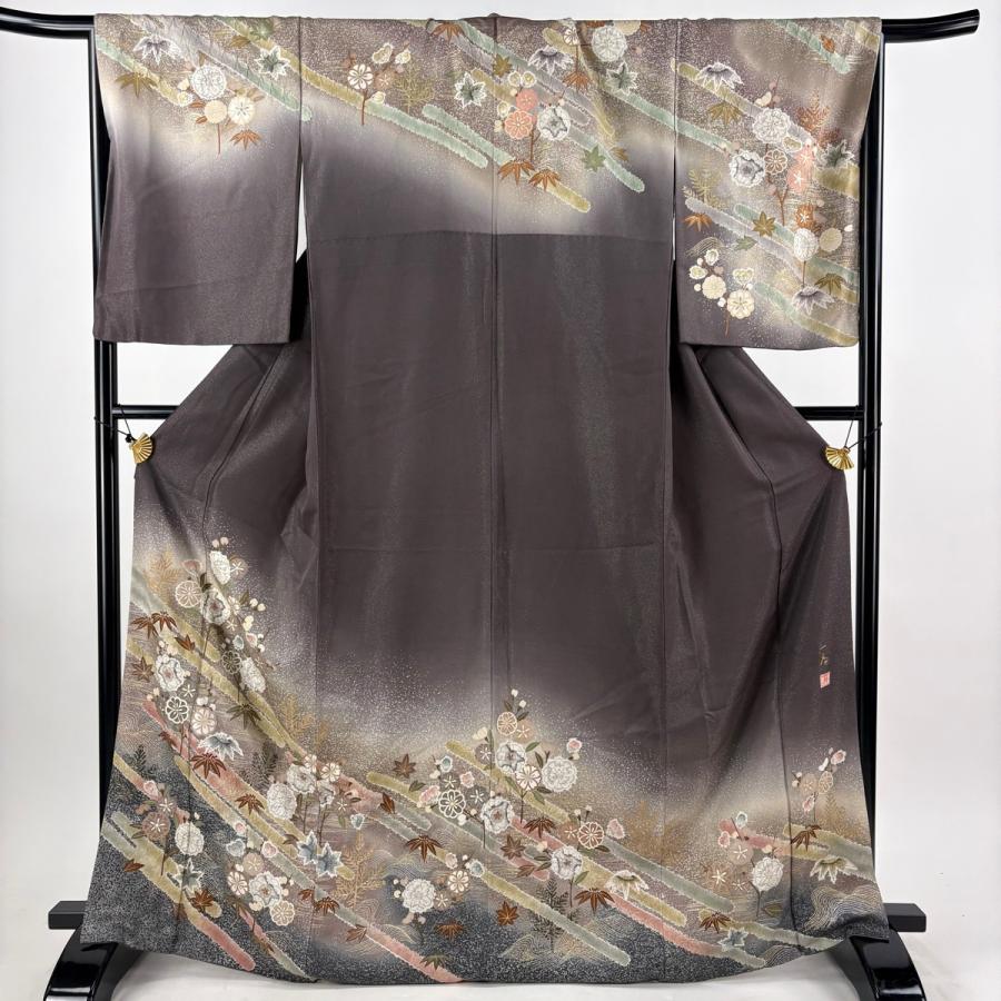 美品 訪問着 身丈167cm 裄丈68cm L 袷 吉乃一廉 落款あり 辻が花柄