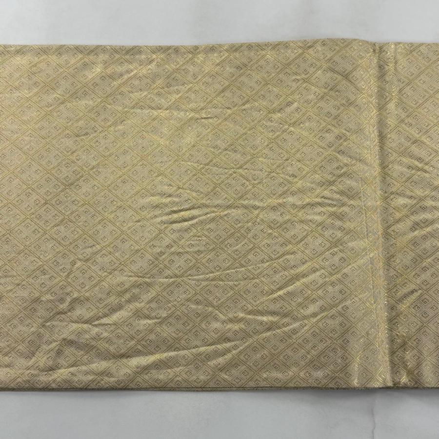 袋帯 秀品 振袖向き 七宝 花鳥 金糸 箔 金色 六通 正絹 中古 