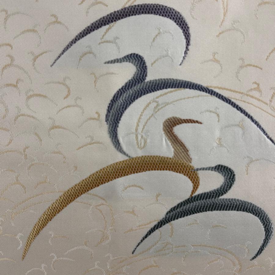 美品 小紋 身丈166.5cm 裄丈67.5cm L 袷 名古屋帯セット 縦縞 葉 黒