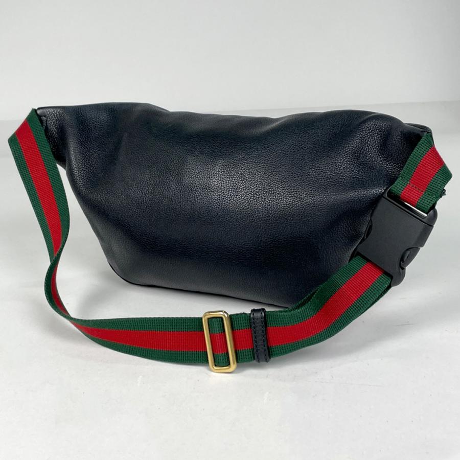 GUCCI 493869 ボディバッグ ウエストポーチ GUCCI（グッチ） ロゴ ウエストバッグ ボディバッグ レザー ブラック