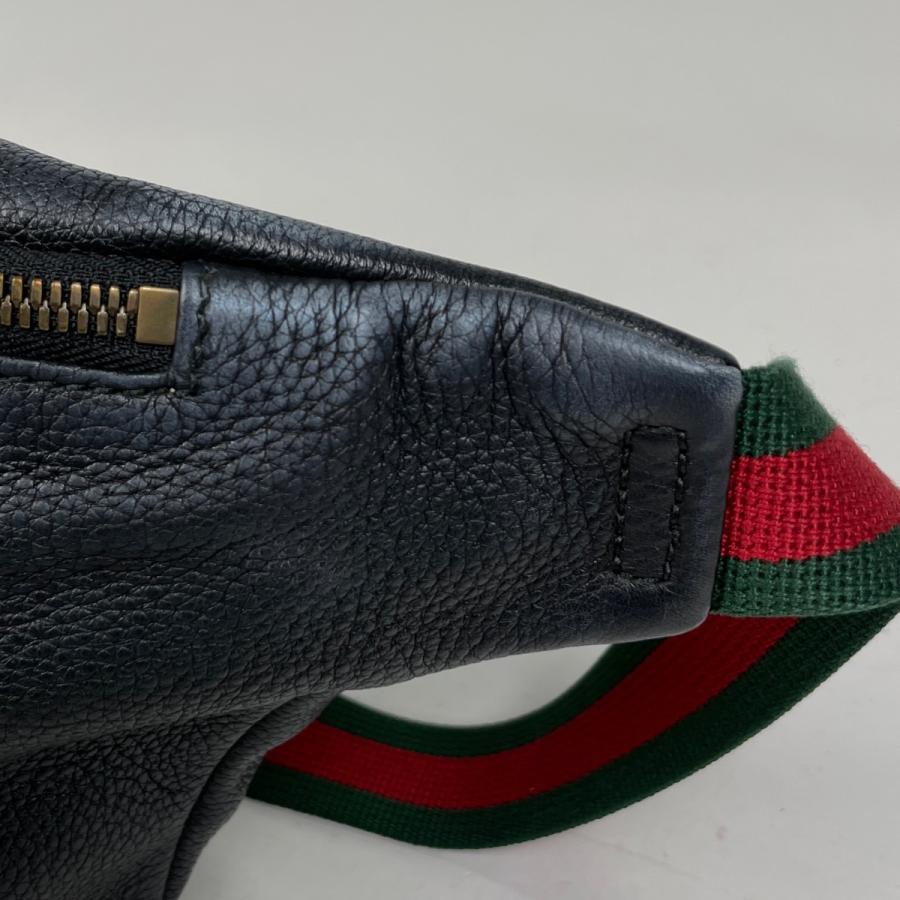 GUCCI（グッチ） ロゴ ウエストバッグ ボディバッグ レザー ブラック