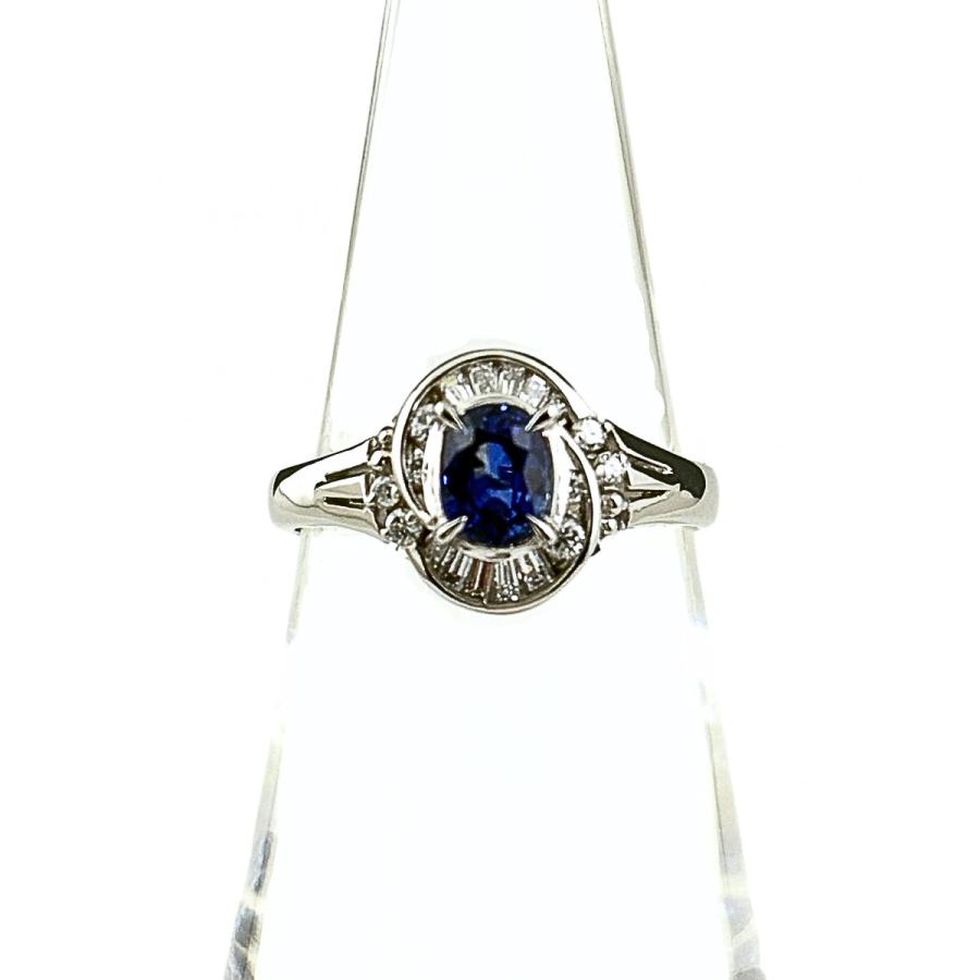 【119E4961】Pt900 サファイア ダイヤモンド リング 11号 pt900プラチナ サファイア1.00ct ダイヤモンドリング 指輪 11号