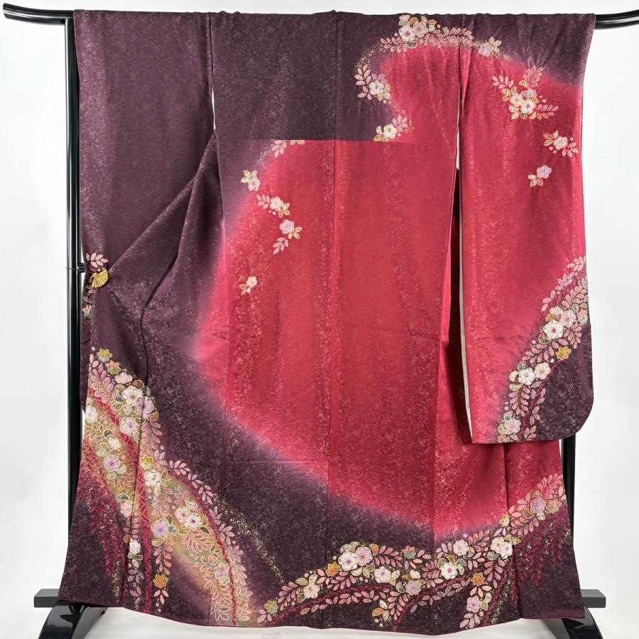 振袖 身丈164.5cm 裄丈67cm 正絹 逸品 【中古】 振袖 身丈164.5cm 裄丈67cm M 袷 徳永憲峯 落款あり 辻が花 金通し