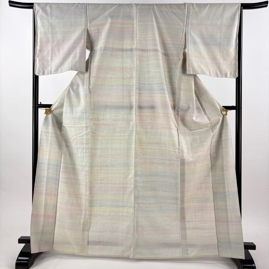 美品 紬 身丈167.5cm 裄丈66cm M 単衣 草木紅染紬 落款あり 証紙あり