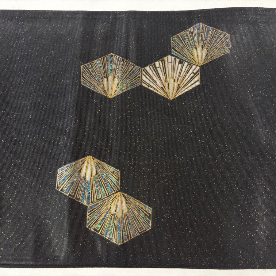 袋帯 秀品 松 箔 金銀彩 黒 お太鼓柄 正絹 中古 : リユースセレクト