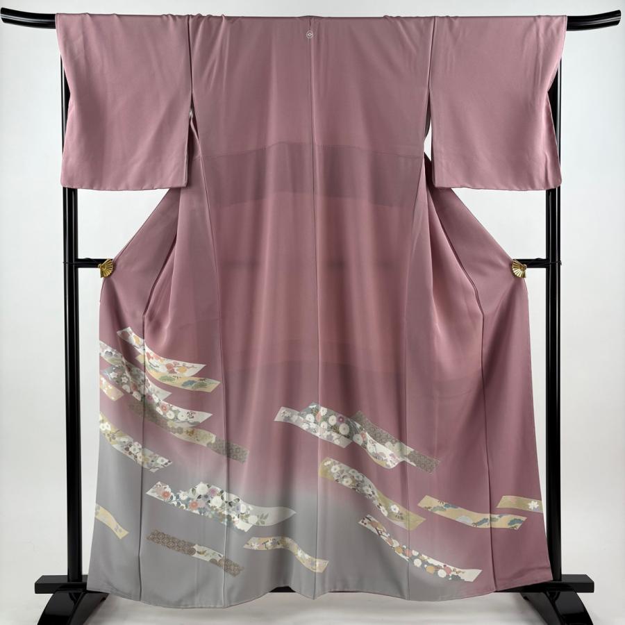 色留袖 身丈161cm 裄丈69cm 正絹 秀品 【中古】 色留袖 身丈161cm 裄丈69cm L 袷 熨斗 松竹梅 金彩 染め分け 赤紫 正絹