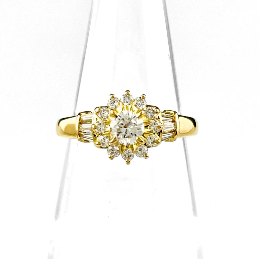 K18 YG イエローゴールド ダイヤ リング 指輪 6号 ダイヤモンド