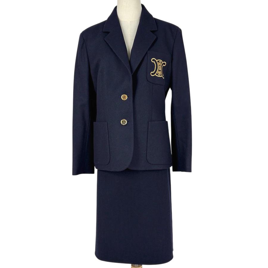 mi⭐︎　【極美品】CELINE セリーヌ スーツセットアップ上下 CELINE（セリーヌ） セットアップ スカートスーツ ロゴ ブラゾン