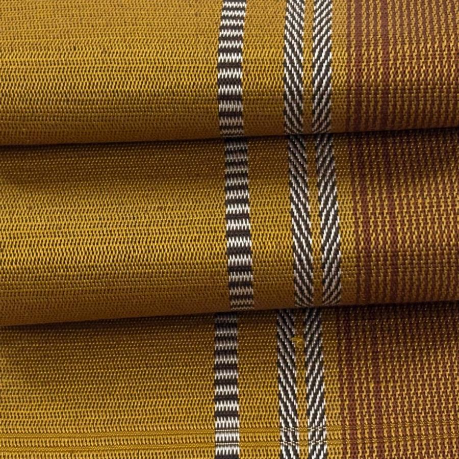 美品 半幅帯 名品 縞 山吹茶色 正絹 中古_2