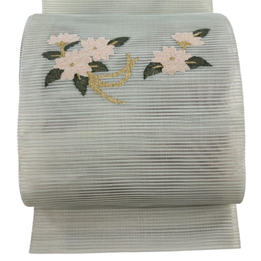 名古屋帯 秀品 夏帯 絽 八寸名古屋帯 松葉仕立て トンネル仕立て 桜