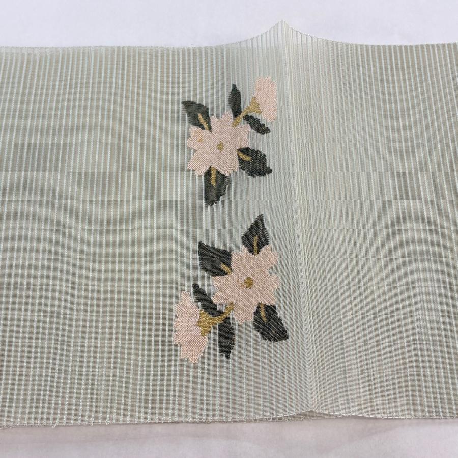 名古屋帯 秀品 夏帯 絽 八寸名古屋帯 松葉仕立て トンネル仕立て 桜