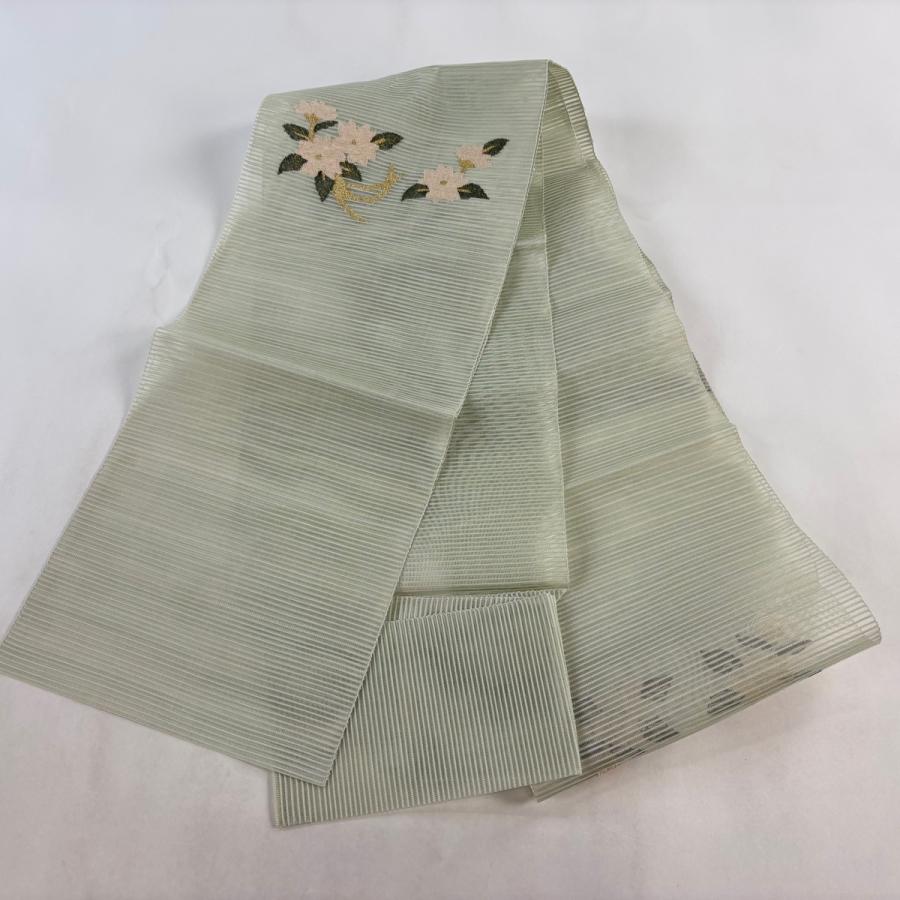 名古屋帯 秀品 夏帯 絽 八寸名古屋帯 松葉仕立て トンネル仕立て 桜