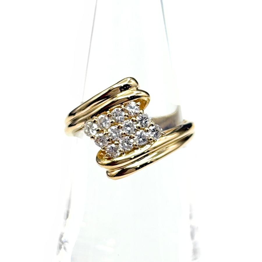 メレダイヤ デザインリング YG イエローゴールド 指輪 リング 12号 K18