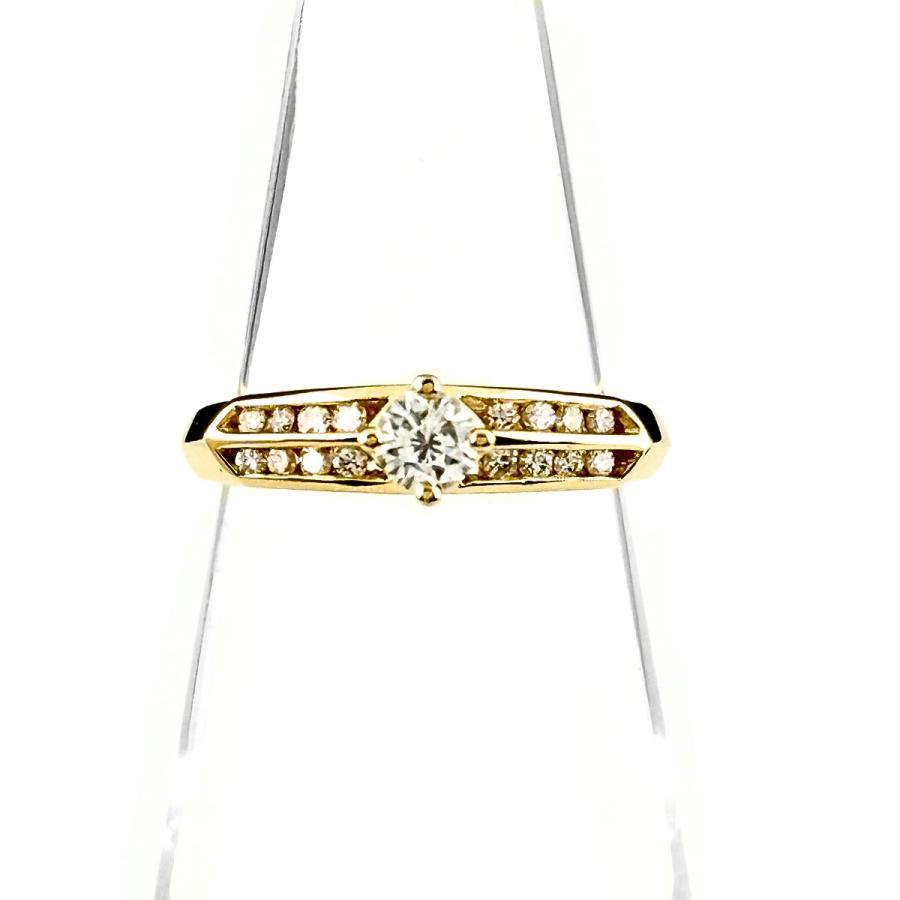 メレダイヤ デザインリング YG イエローゴールド 指輪 リング 7号 K18