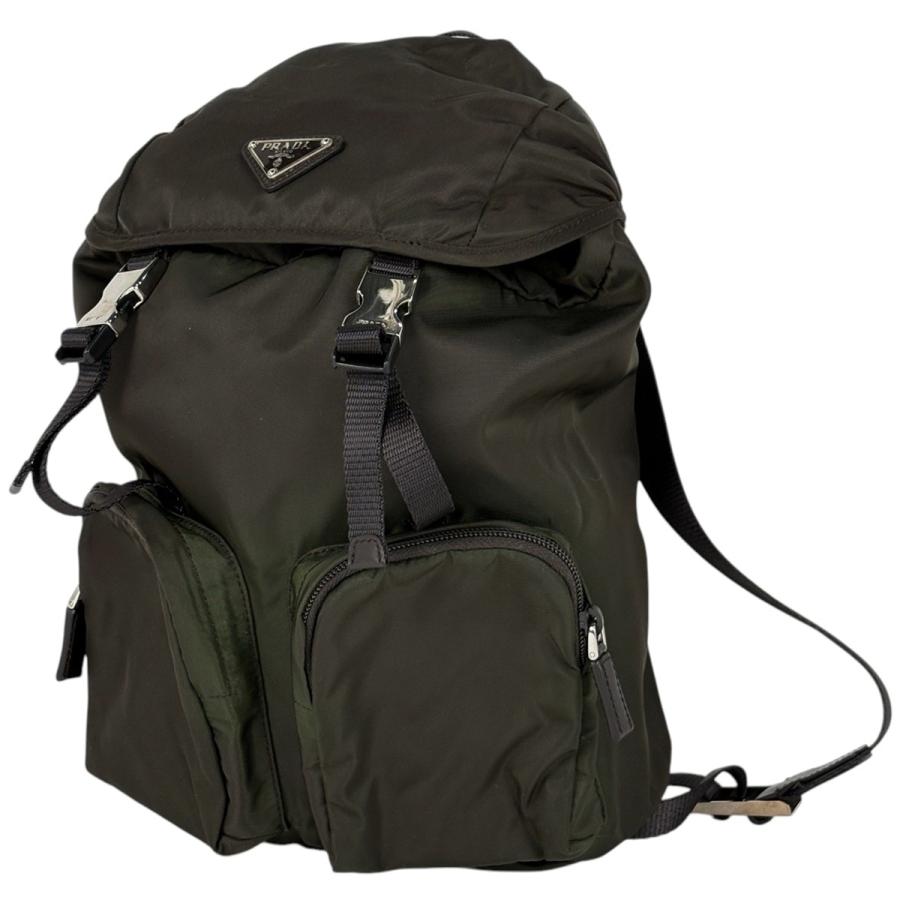 PRADA プラダ リュック ナイロンカーキ PRADA（プラダ） ロゴプレート リュック テスートナイロン カーキ