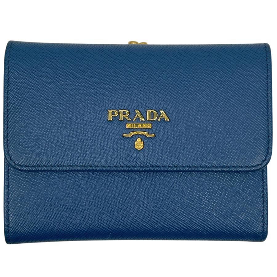 PRADA（プラダ） ロゴ 二つ折り財布 がま口 札入れ 小銭入れ 二つ折り