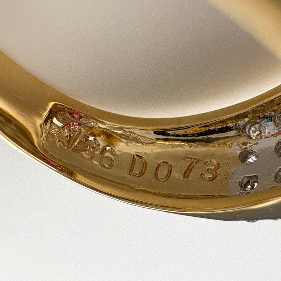 ルビー デザインリング YG イエローゴールド メレダイヤ 指輪 リング