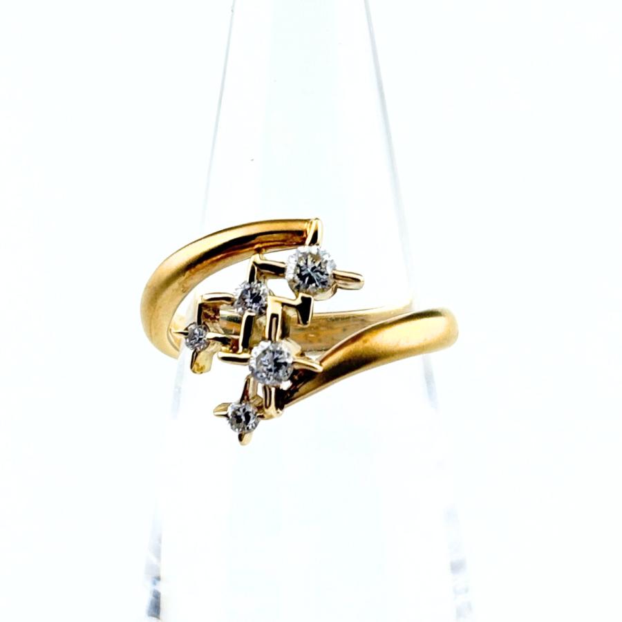 メレダイヤ デザインリング YG イエローゴールド 指輪 リング 10号 K18