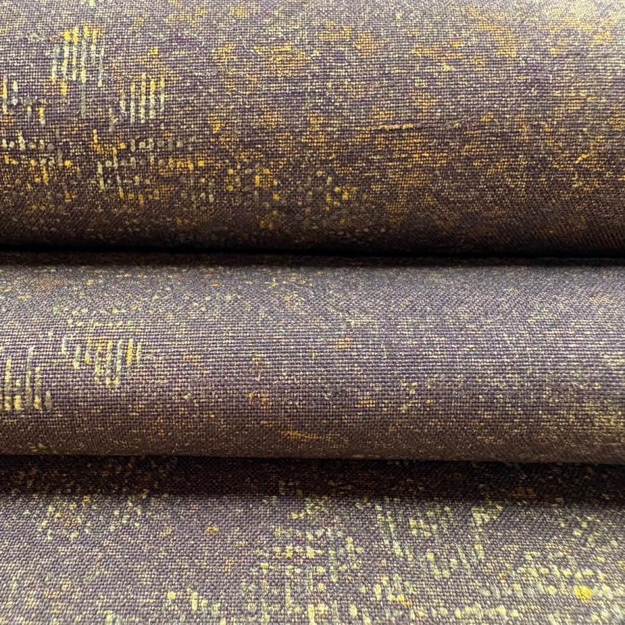 美品 袋帯 逸品 落款あり 牛首紬 菱 華文 金彩 焦茶色 全通 正絹 中古