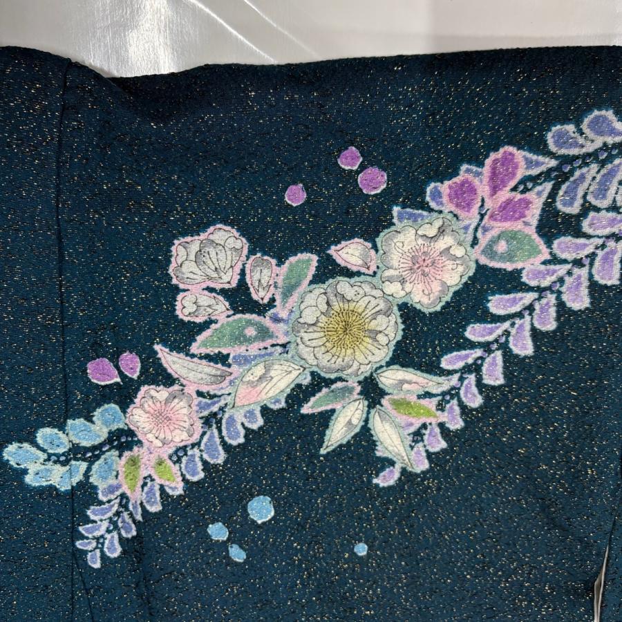 振袖 身丈174.5cm 裄丈70cm L 袷 辻が花 霞 金通し 金彩 青緑 正絹