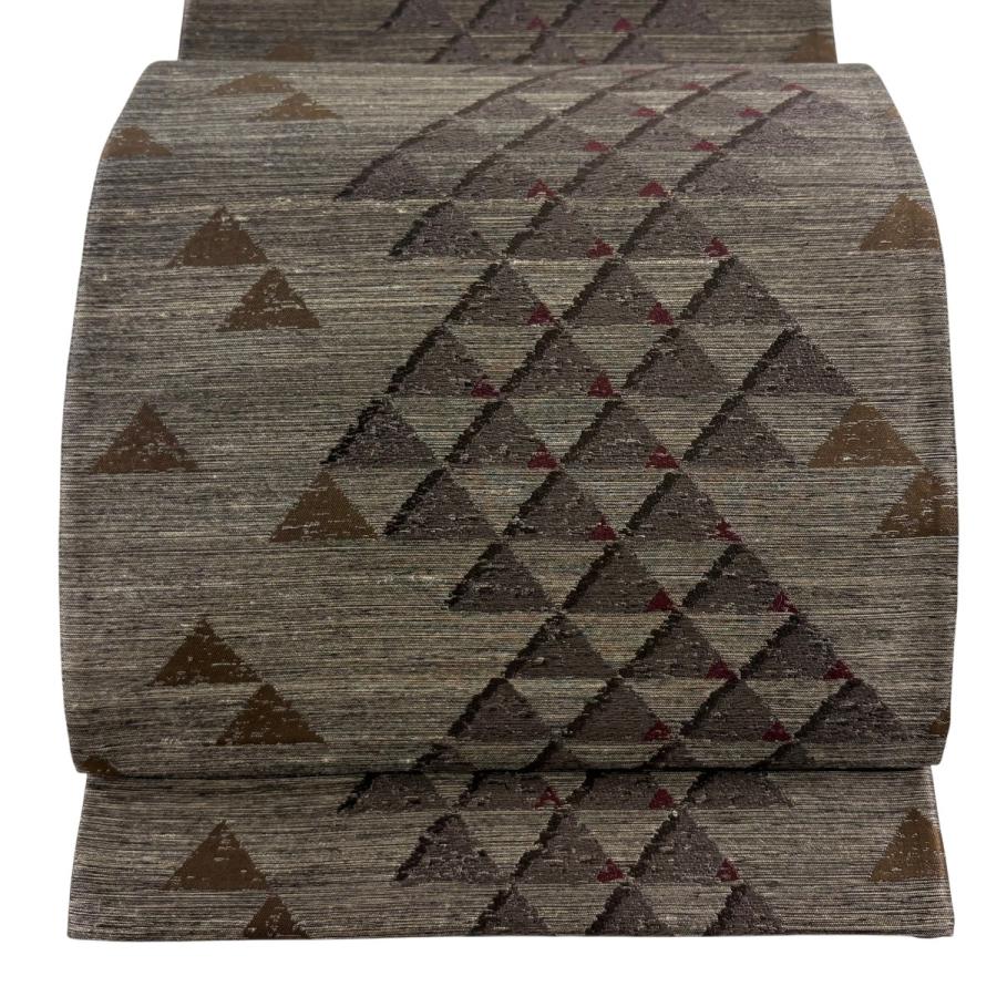 袋帯 逸品 黄金ムガ蚕 鱗 茶紫 全通 正絹 中古 : リユースセレクト