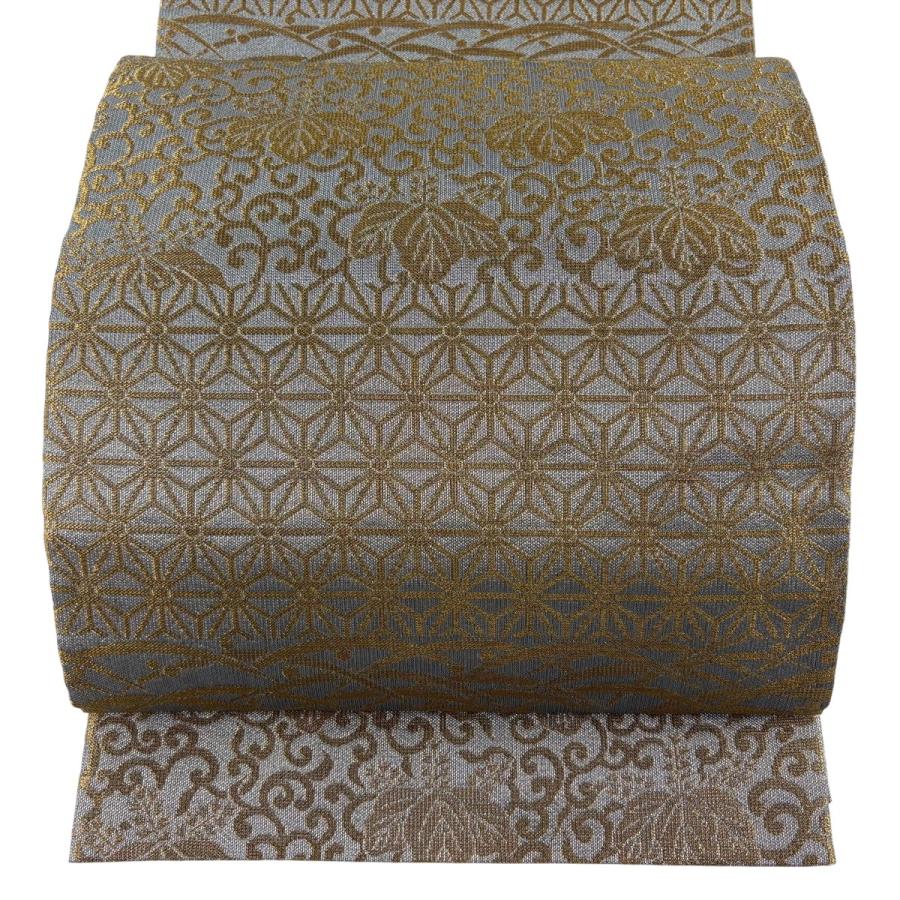 美品 袋帯 逸品 誉田屋源兵衛 落款あり 純白金 東照宮 麻の葉 露芝 金