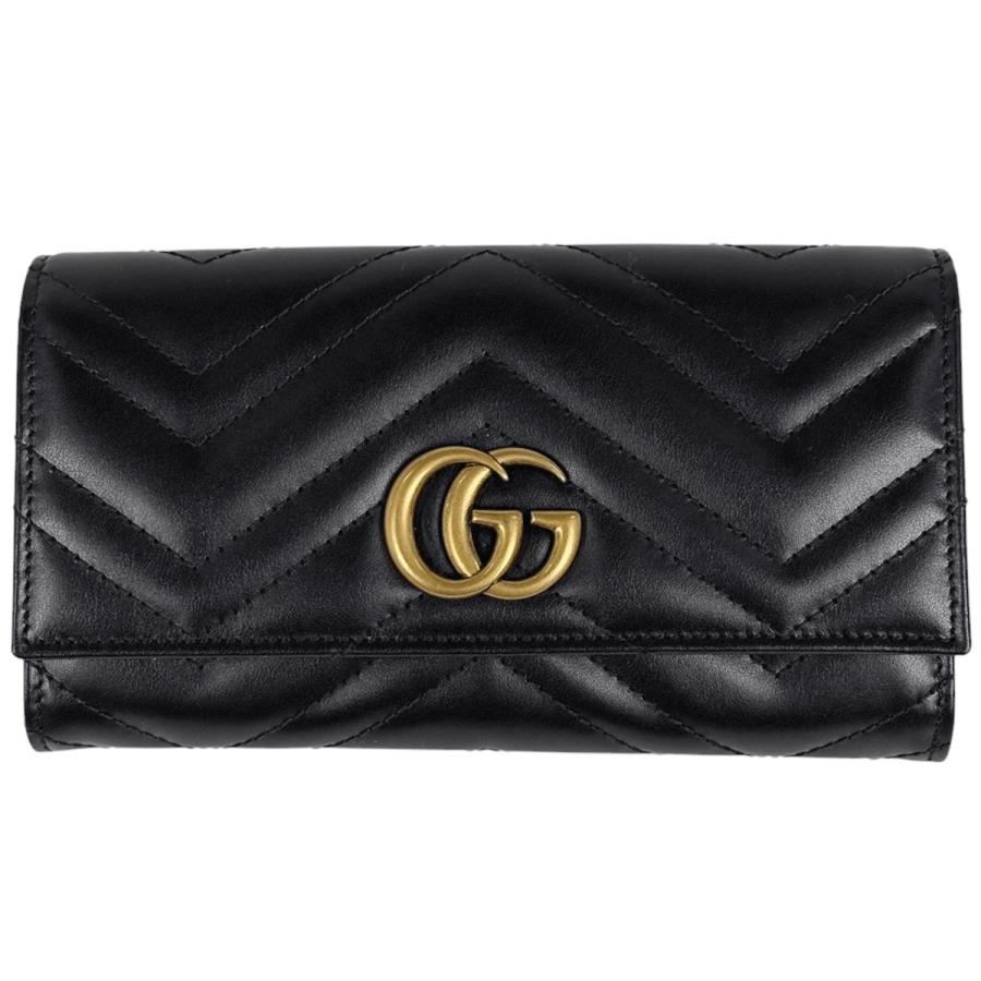 GUCCI ブラックレザー 長財布　GGマーモント GUCCI（グッチ） GUCCI GGマーモント 長財布 ダブルG 長財布 レザー