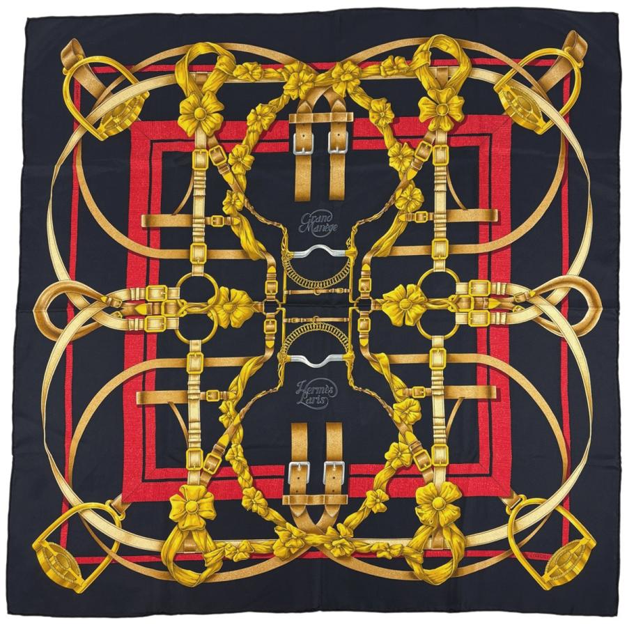 HERMES　エルメス　カレ90　大判スカーフ GRAND MANEGE レア HERMES（エルメス） カレ 90 Grand Manege 大調教術 馬具 スカーフ
