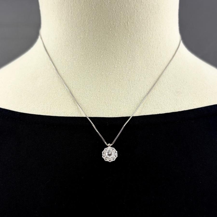 ダイヤモンド デザインネックレス プラチナ メレダイヤ ペンダント ネックレス Pt900 Pt850 ダイヤモンド レディース 中古