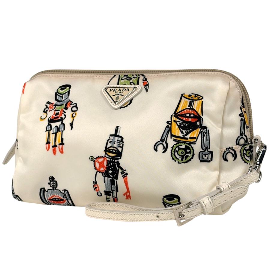 PRADA（プラダ） ロゴプレート ポーチ ロボット 化粧ポーチ テスート 