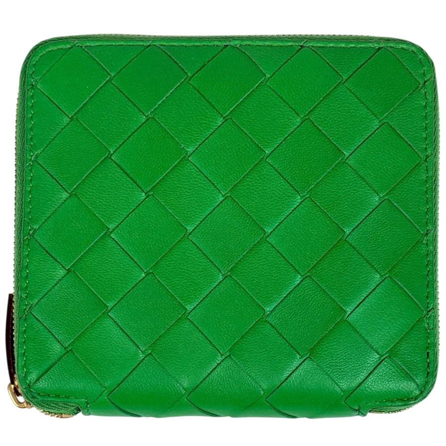 ボッテガヴェネタ 折り財布 カセット イントレチャート レザー 現行 グリーン BOTTEGA VENETA（ボッテガ・ヴェネタ） 財布 メンズ レディース