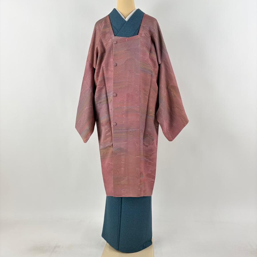 美品 道行 身丈109.5cm 裄丈68.5cm L 和装コート 角衿 落款あり 霞 