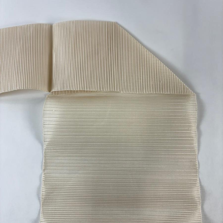 美品 名古屋帯 名品 夏帯 絽 八寸名古屋帯 松葉仕立て 段縞 幾何学模様