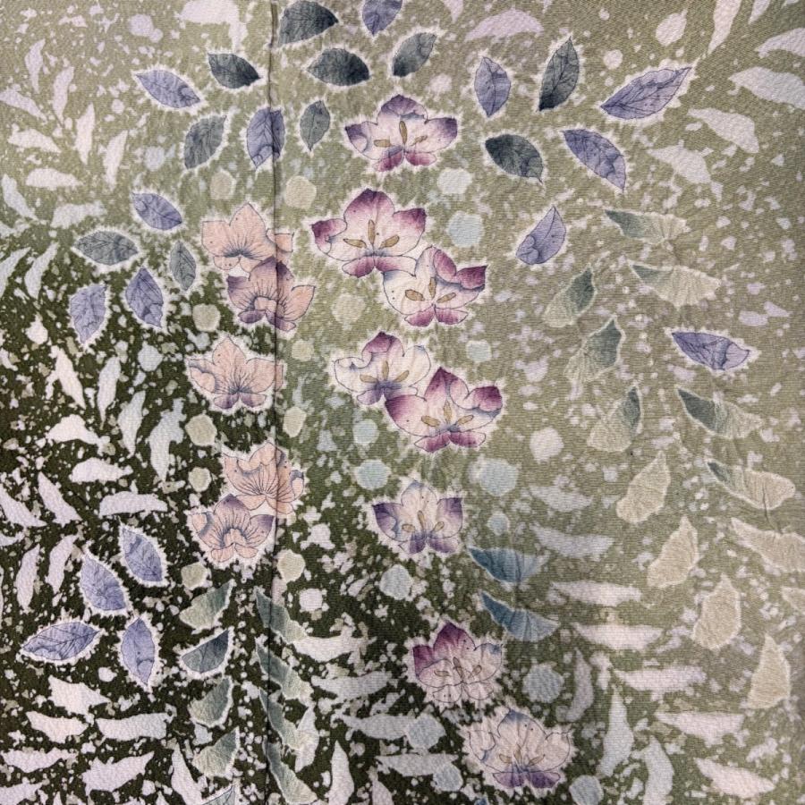［4400］訪問着 美品 草花文様 絞り 逸品 黒地 正絹 着物 袷 刺繍 4400］訪問着 美品 草花文様 絞り 逸品 黒地 正絹 着物 袷 刺繍 【公式