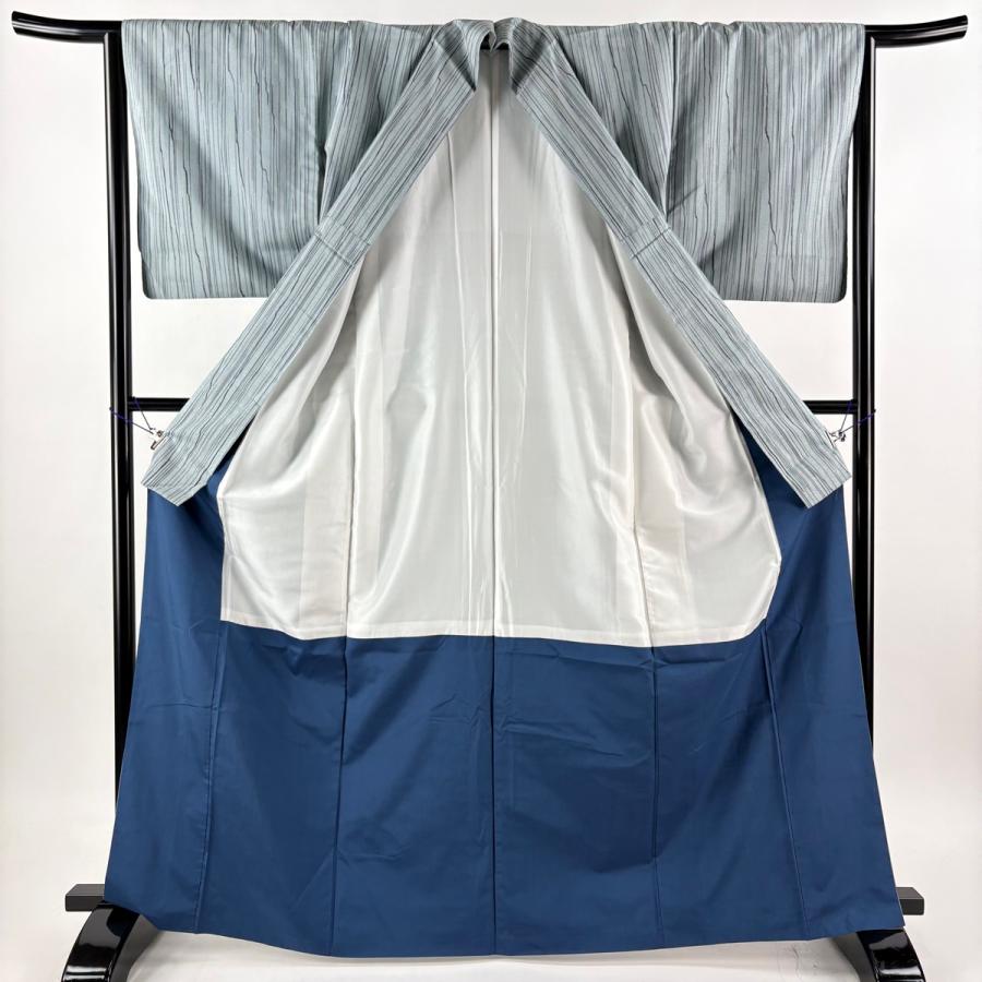 小紋 身丈167.5cm 裄丈64cm 正絹 秀品 【中古】 小紋 身丈167.5cm 裄丈64cm M 袷 紬地 幾何学 水色 正絹 秀品 中古