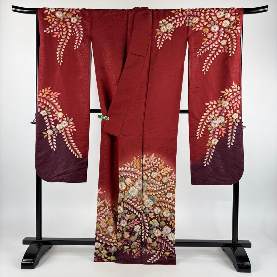 美品 振袖 身丈165cm 裄丈67cm M 袷 翠山工房 落款あり 辻が花 銀通し 