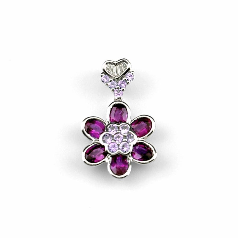 ルビー デザインペンダントトップ WG ホワイトゴールド メレダイヤ