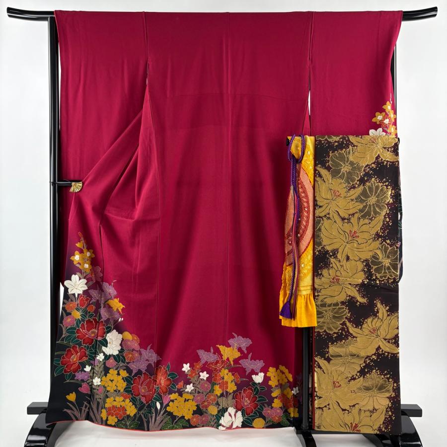 振袖 美品 名品 身丈164.5cm 裄丈65.5cm 正絹 【中古】 振袖 身丈164.5cm 裄丈66.5cm M 袷 鼓 花鳥 水色 正絹 秀品 【中古