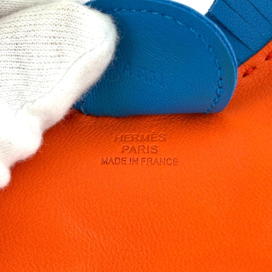 HERMES（エルメス） ロデオMM バッグチャーム レザー オレンジ ブルー