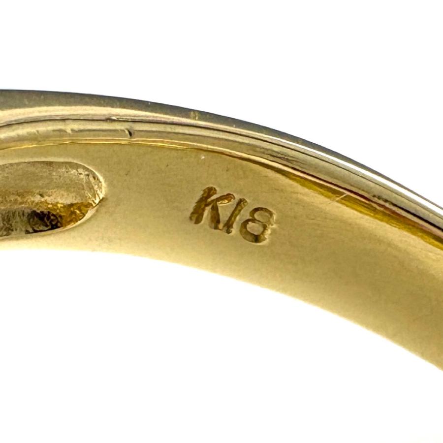ブルートパーズ デザインリング YG イエローゴールド 指輪 メレダイヤ リング 12号 K18 ブルートパーズ ダイヤモンド レディース 中古_4