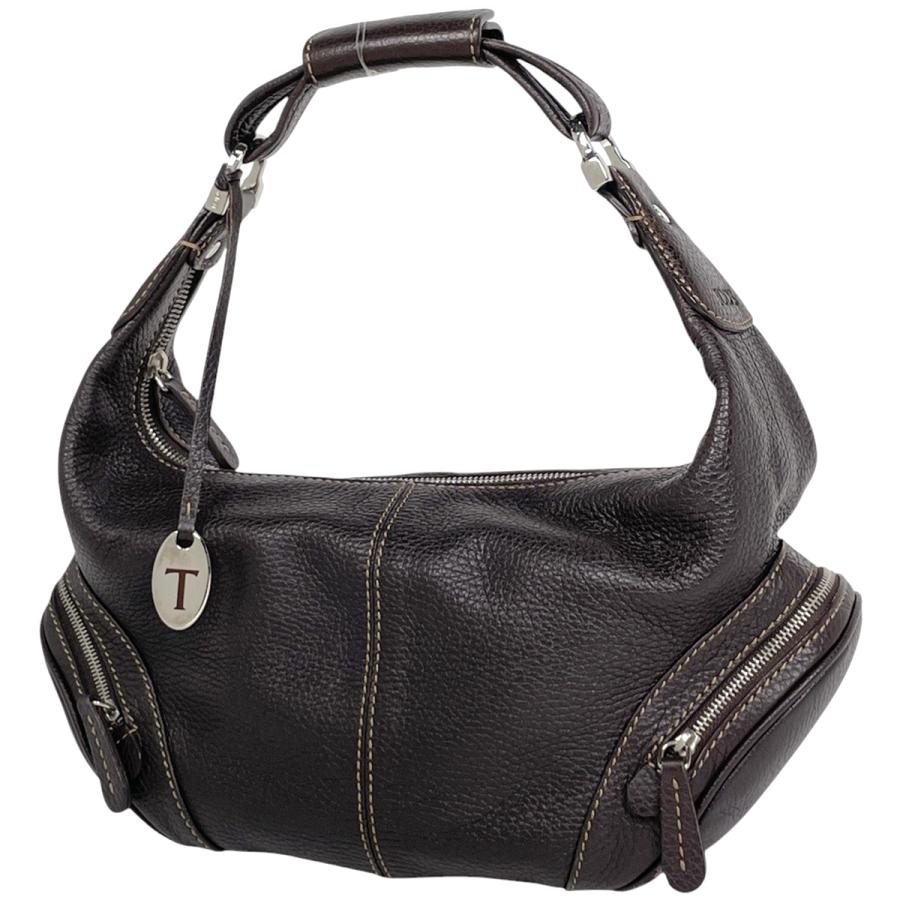 TOD'S ブラウン レザー ショルダーバッグ トッズ TOD'S ロゴ ショルダーバッグ ワンショルダー レザー ブラウン