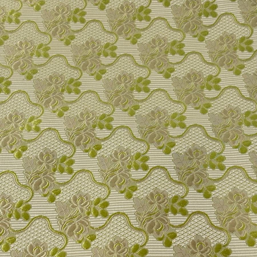 美品 開き名古屋帯 逸品 龍村美術織物 比翼仕立て 草花 幾何学 唐織 薄 