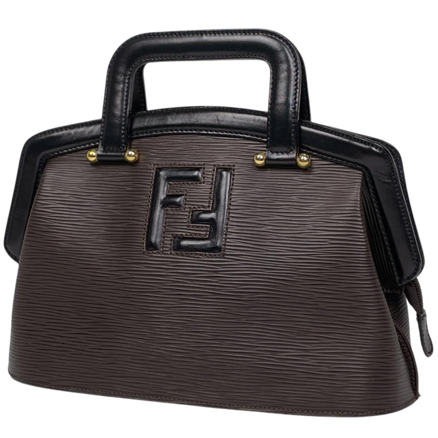 FENDI（フェンディ） ズッカロゴ ハンドバッグ レザー ブラウン