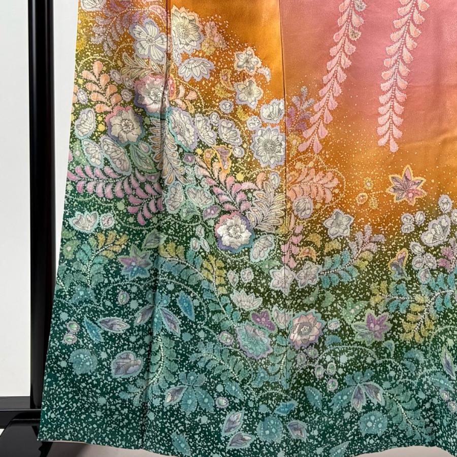 訪問着 身丈163cm 裄丈64.5cm M 袷 吉乃一廉 落款あり 辻が花 銀通し 