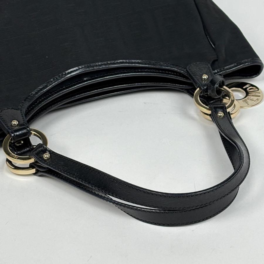 フェンディ FENDI ズッカ柄 ハンドバッグ ショルダーバッグ トートバッグ ハンドバッグ キャンバス ブラック 8BH156 レディース 中古_5