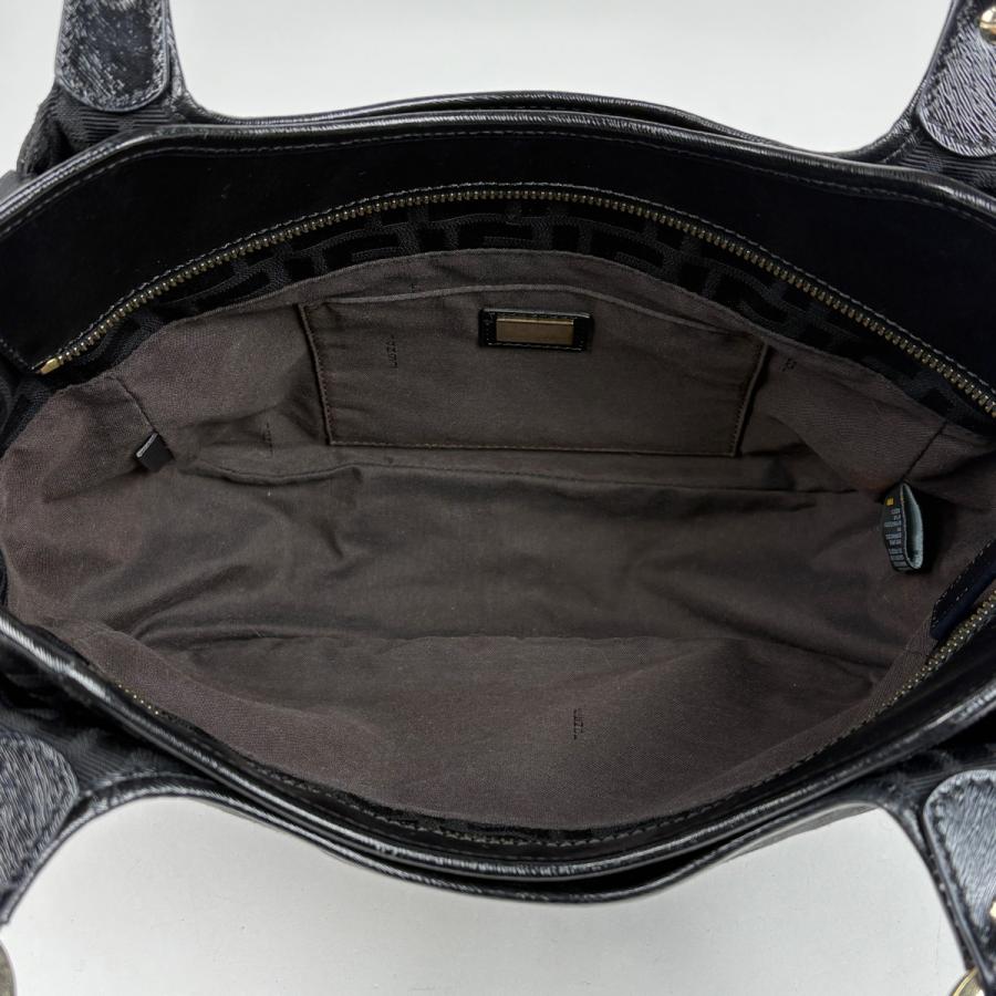 フェンディ FENDI ズッカ柄 ハンドバッグ ショルダーバッグ トートバッグ ハンドバッグ キャンバス ブラック 8BH156 レディース 中古_6