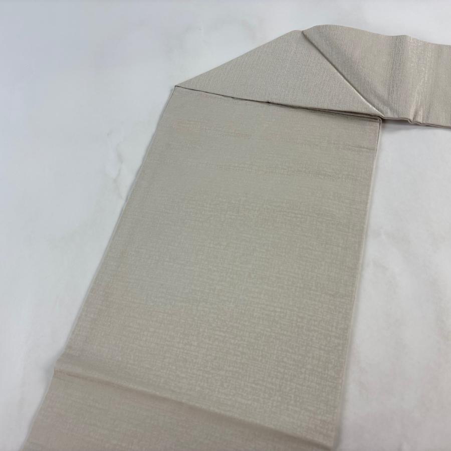 美品 名古屋帯 名品 縞猫 肉球 金通し 灰白 正絹 中古 : リユース