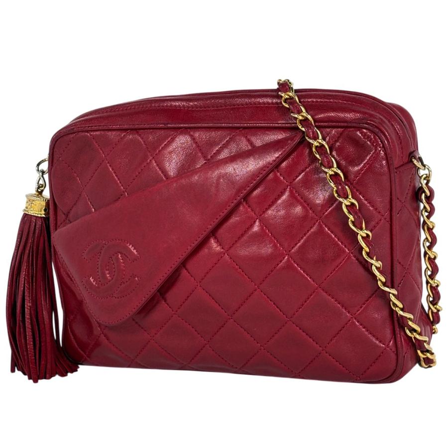 CHANEL フリンジ　チェーンショルダー　レッド　ココマーク CHANEL（シャネル） ココマーク フリンジ チェーン ショルダーバッグ