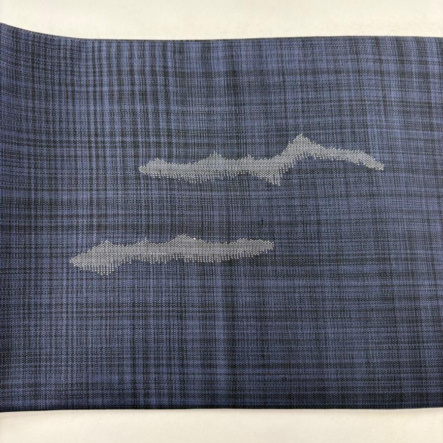 美品 名古屋帯 逸品 鯨 紺色 正絹 中古