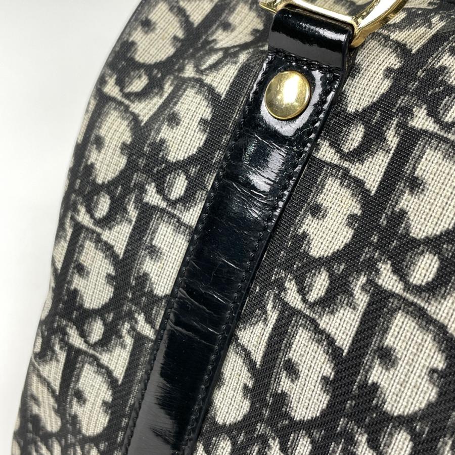 DIOR トロッター柄ミニボストンバッグ ハンドバッグ 黒 ブラック　内観美品 Christian Dior（クリスチャン・ディオール） トロッター柄
